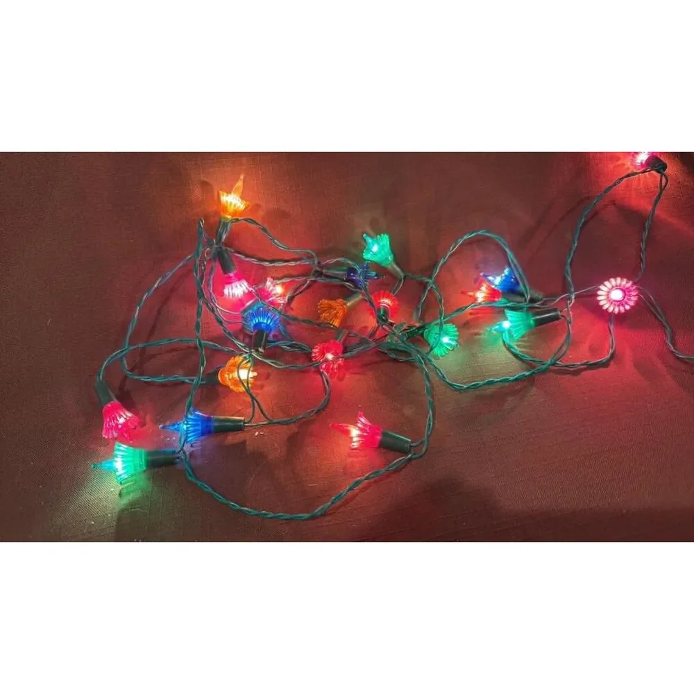 Vintage Tulip Petal Flower Multicolor Christmas Strings light & Extra Bulbs